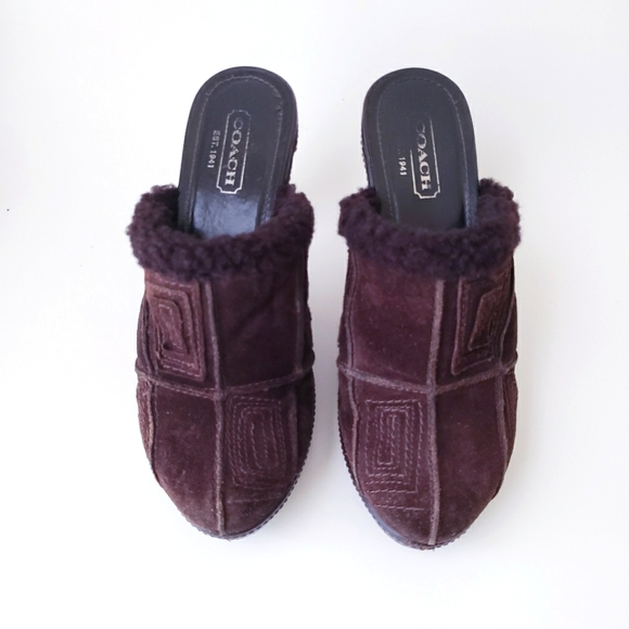 Vintage Coach Brown Suede Leather Mules - Picture 2 of 15